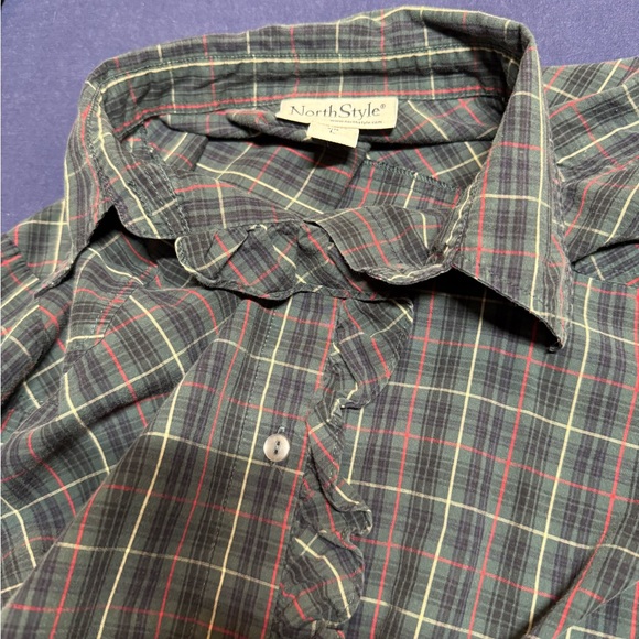 Plaid Ruffle Button-Up Shirt - Picture 13 of 14